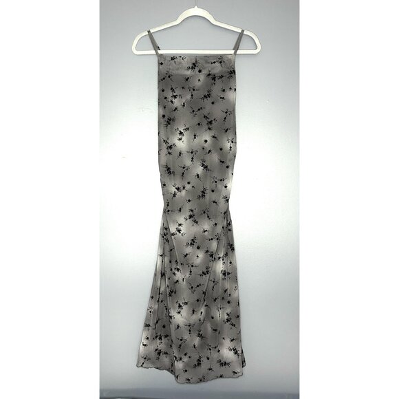 Wild Fable Slip Dress Large Gray Floral Midi Dark Romantic Whimsigoth Adjustable - Picture 1 of 16
